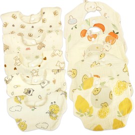DOSMINE Muslin Baby Bibs Baby Drooling Bibs Snap Bibs Unisex Cartoon Bibs Organic Cotton Baby Drool Bibs for Teething Feeding Bibs for Unisex