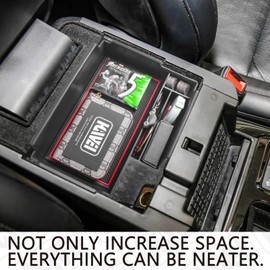 HGWEI Center Console Organizer Compatible with Ford Explorer 2020 2021 2022 2023 2024 2025 Interior Accessories, Coin Holder Armrest Secondary Storage Box Container Insert Divider Tray, Red