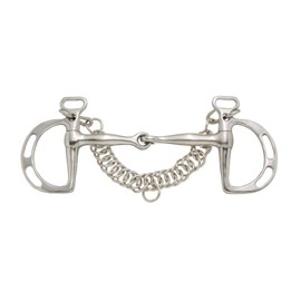 Tough 1 Kelly Silver Star Stainless Steel Slotted Kimberwicke Snaffle with Chain, 5-Inch Mouth