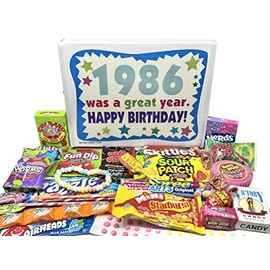 RETRO CANDY YUM ~ 1986 40th Birthday Gift Box of Nostalgic Retro Candy Assortment from Childhood for 40 Year Old Man or Woman Born 1986