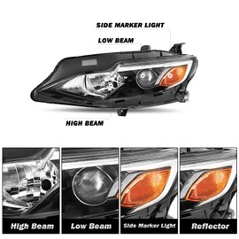 SOCKIR Headlight Assembly Fit for 2019 2020 2021 Chevy Malibu OE Style Factory Halogen Headlamp Replacement Left Driver Side w/LED Bulbs