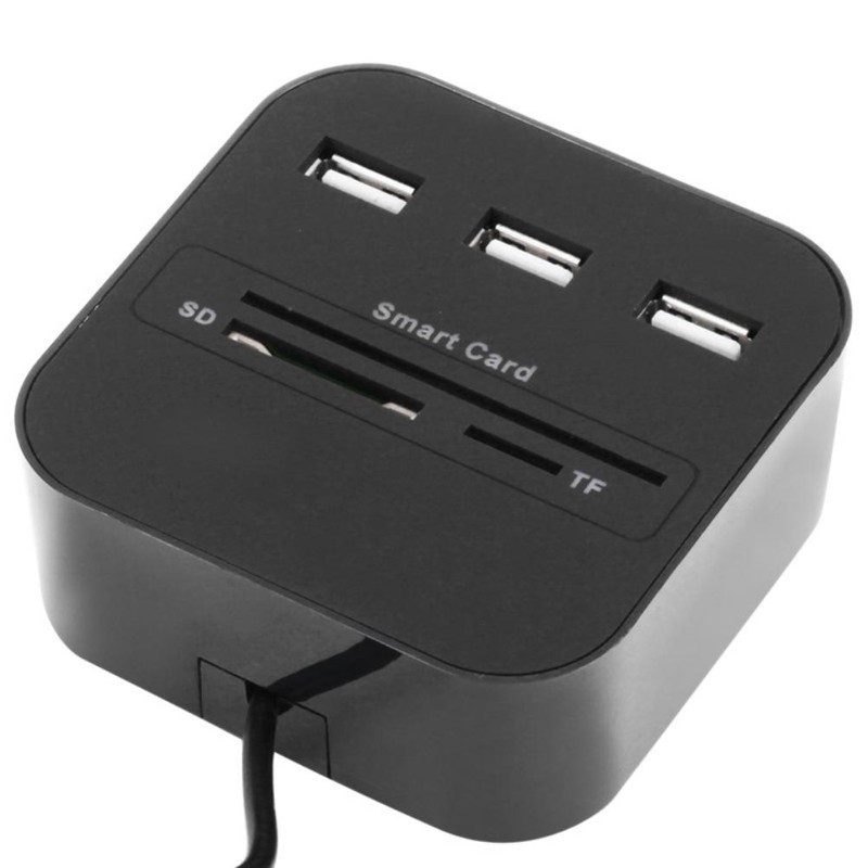 USB Smart Card Reader ID Card Reader Portable 3 Port