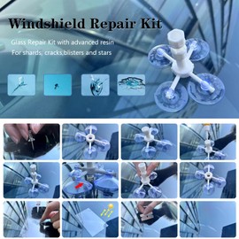 Zupooko Windshield Repair Kit, 4 Pcs Car Glass Repair Kit Quick Fix for Chips & Cracks, Windshield Crack Repair Kit,Cracks Gone Glass Kit, Automotive Windscreen Tool, Nano Fluid Filler