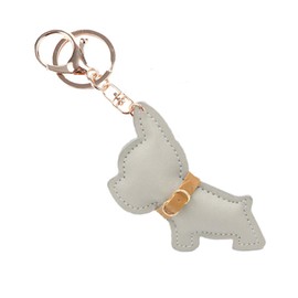 Z'mura Dog Keychain Cute Fluffy Leather Leather Backpack Bag Decoration Charm Simple Pair Gift Strap Collar Dog, white