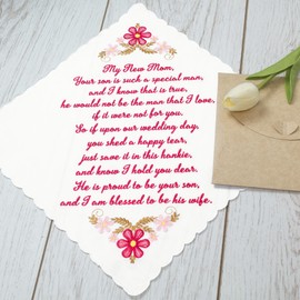 Mother of the Groom Gifts from Bride Embroidered Handkerchief, Something Old Something New Something Borrowed Something Blue Gift for Bride on Wedding Day Essentials, Mother in Law Wedding Gifts