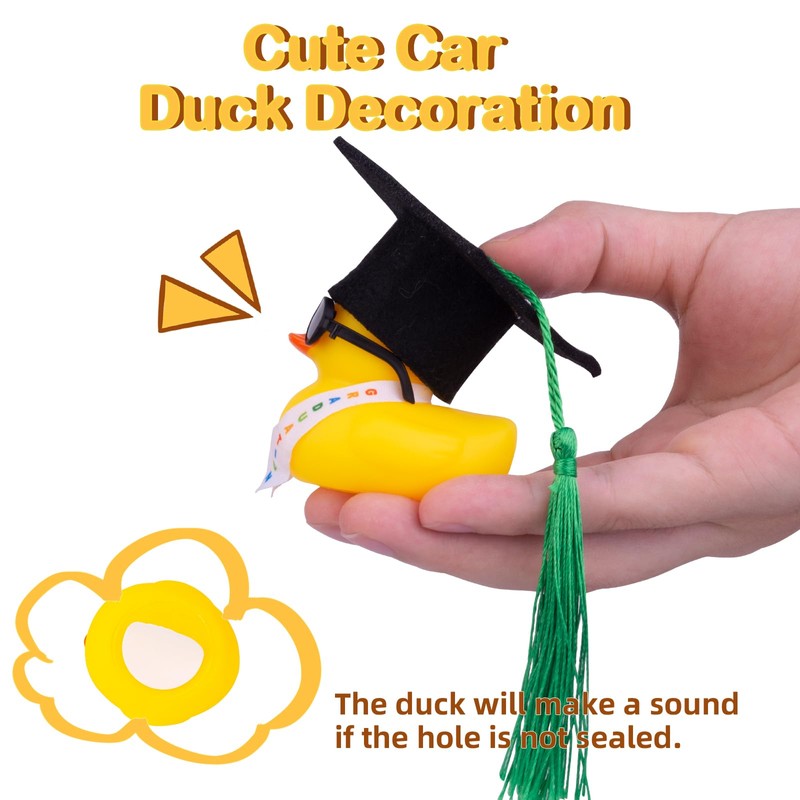 CoFuBcad Graduation Duck Car Ornament Yellow Rubber Duck Car Dashboard