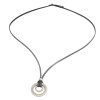 JczR.Y Leather Necklace for Men Double Circle Rings Leather Rope