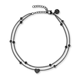 GD GOOD.designs Anklet Heart for Women - Waterproof I Multi-Row Anklet - Adjustable I Filigree Stainless Steel Foot Jewellery in Gold - Silver - Rose Gold - Black