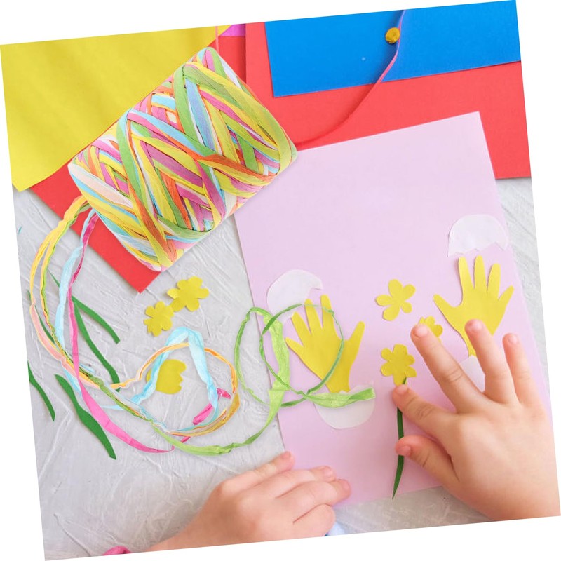 DOITOOL 1roll DIY Raffia Paper Rope Art Line Raffia Ribbon