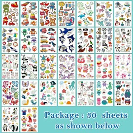 Partywind 380 Styles (30 Sheets) Luminous Tattoos for Kids, Mixed Styles Temporary Tattoos Stickers with Mermaid/Dinosaur/Outer Space/Pirate for Boys and Girls, Glow Party Supplies for Back to School