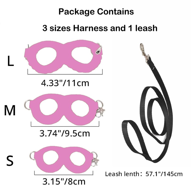 3 Pack Sugar Glider Harness and Leash Set Small Animal
