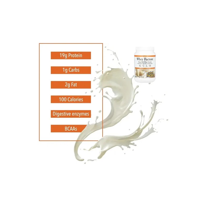 Natural Factors Whey Proteína De Suero De Leche 12oz Sabor