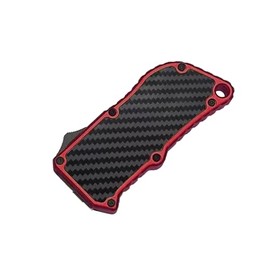 OTF Box Cutter Automatic Utility Knife Dual Action Out the Front(Carbon Fiber Red)