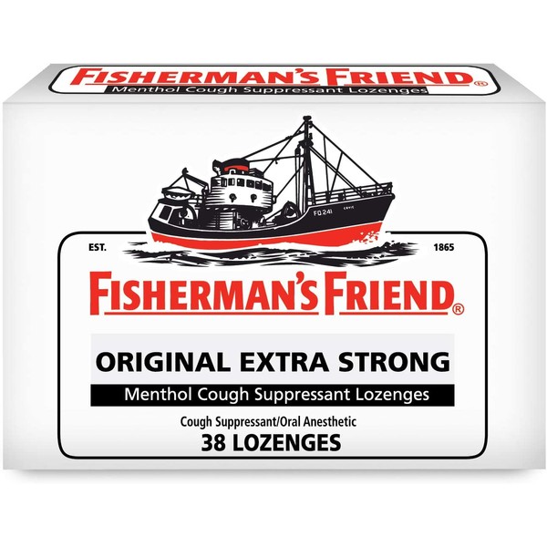 Fisherman's Friend Cough Drops, Cough Suppressant and Sore Throat Lozenges, Strong and Soothing Natural Menthol Flavor, 10mg Menthol, Original Extra Strong, 38 Count (Pack of 6)