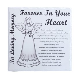 Vikerle Angel Decorative Plaque Sympathy Gifts for Loss of Loved One, Memorial Gifts for Loss of Mom with Wood Stand, for Memorial Bereavement Grief