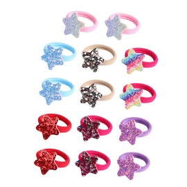 Baluue 14pcs Sequin Hair Ties for Women Gradient Star Rubber Bands Gentle Hold for Ponytails Buns Hair Accessories Easy to Use
