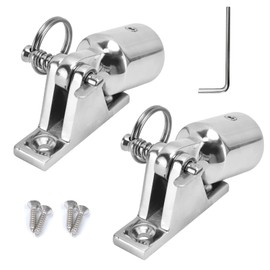 GaiRen Bimini Top Hardware, Deck Hinge with Quick Release Pin, Eye End Cap, 316 Stainless Steel Fits 7/8'' OD Round Tubing (2 Pair)