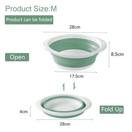 HUIBOHOU Folding Hand Wash Basin Multi-Functional Collapsible Washing Up Bowl Portable WashbasinOutdoor Travel Water Storage Basin (Green, M)