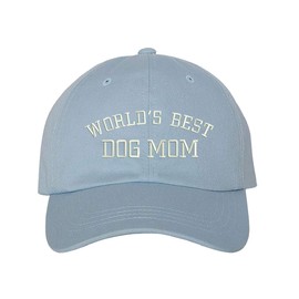 PRFCTO World's Best Dog Mom Baseball Hat for Women - Dog Lovers Cap, Animal Lovers Hat (Light Denim)