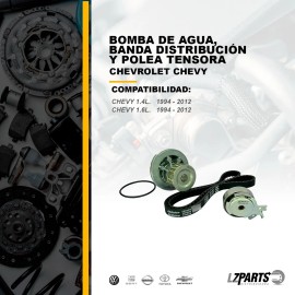 Kit Banda Tiempo, Bomba Agua, Polea Tensora Chevy 1.4 1.6
