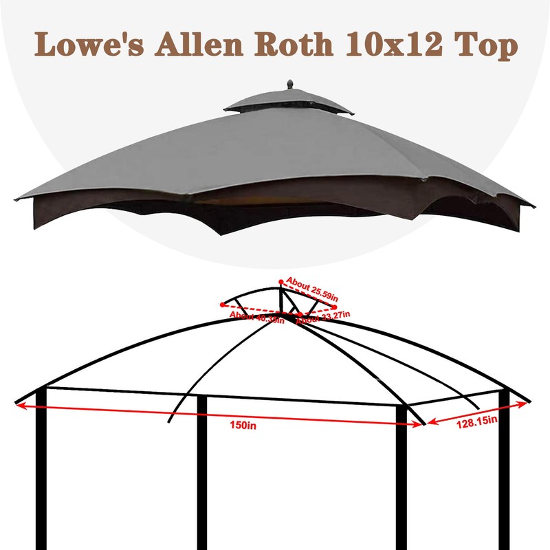 SCOCANOPY Grey Replacement Top for Lowe's Allen Roth 10X12 Gazebo