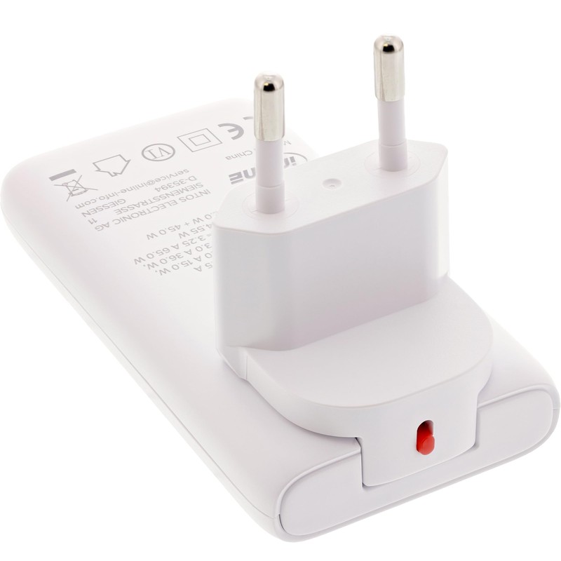 Inline USB Travel Power Supply Charger 65 W, Flat, Dual