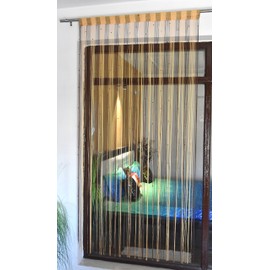 HFI 1 Piece Polyester Threads String Door Curtain - 7ft, Brown-Beige