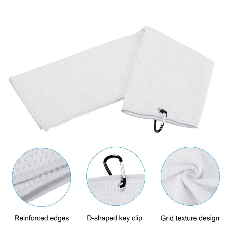 PATIKIL 20"x16" Tri-Fold Golf Towels, 2 Pack Waffle Pattern Towels