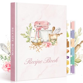 Lanpn Recipe Book Cookbook for Writing Yourself, B5 Recipes Book to Fill, Leather Hardcover Recipe Book Write Yourself, DIY Cookbook Baking Book Writing My Recipes, Pink