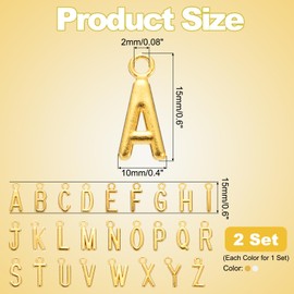 sourcing map A-Z Letter Charm, 4Set/104pcsAlphabet Pendants Initial Letter Charm Set for DIY Bracelet Necklace Pendants Earring Jewelry, Silver, Gold