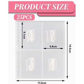 TPZORJX 25Pcs100 Envelope Saving Challenge Chanlleng Binder Folder A5 Budget Planner Accessories 6 Hole Zip Folder, Plastic Binder Pockets, Money Envelopes for Saving Challenge Budget Binder