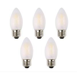 OPALRAY C35 2W LED Candelabra Bulb, 25W Incandescent Equivalent, Dimmable, High CRI Warm White Light 2700K, Frosted Glass Cover, E26 Medium Base, Torpedo Tip, 5 Pack