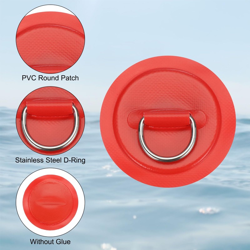 PATIKIL D-Ring Patch, 6 Pcs Stainless Steel D-Ring PVC Patch