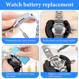 OFFCUP Watchmaker Tool Set, Watch Repair Set, Watch Tool Set, Bag Watch Tools, Watch Tool Watchmaker Repair Screwdriver, Watch Opener, Watch Holder, Watch Strap Replacement, 1