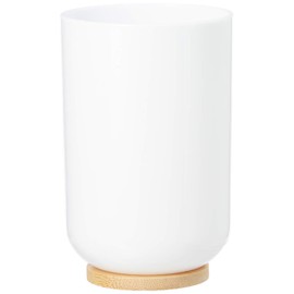 EVIDECO PadangW Bathroom Water Tumbler Cup Padang 10 FL-Bamboo Base, 2.18 L x 2.18 W x 4.50 H, White,Brown