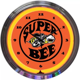 neon clock Chrysler Super Bee Dodge sign Hemi Powered Mopar Scat Pack lamp