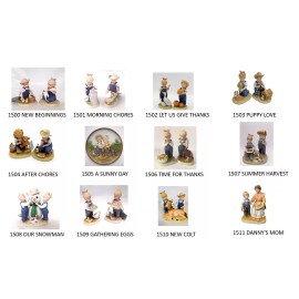 Home Interiors Homco Denim Days Figurine Color Photos Complete w/ Reference List
