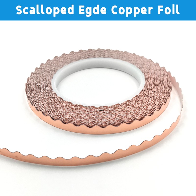 ARTKINGTO Scalloped Copper Foil Tape for Stained Glass, DIY Handicrafts,
