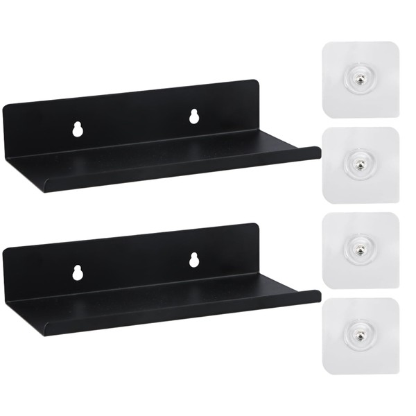 YILANJIN 2 x Wall Shelves, Black Metal, Wall Shelf, 10