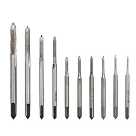 Gasea 10pcs Mini Machine Hand Tap Set Straight Fluted Hand Thread Screw Wire Tapping Drill Bits M1, M1.2, M1.4, M1.6, M1.7, M1.8, M2, M2.5, M3, M3.5