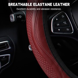 CGEAMDY Car Steering Wheel Cover, Universal, Embossed Microfibre Steering Wheel Cover, Non-Slip, Breathable, Abrasion-Resistant Elastic Steering Wheel Cover, Faux Leather Car Steering Wheel, Non-Slip