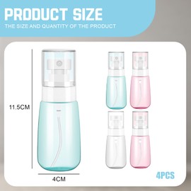 LandReCol 4 Mini Sprühflaschen, Zerstäuber Klein, Sprühflasche Mini, 60ml PETG Flasche mit PP Pumpenkopf, Leicht Tragbar für Reise und Tägliche Nutzung, Transparent und Farbig