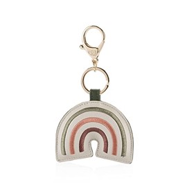 Itzy Ritzy Puffy Diaper Bag Charm, Purse Charm and Keychain; Vegan Leather Charm Features A Durable Hinged Clasp and Modern Puffy Design; Neutral Rainbow