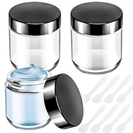 MotBach 3 Pack 4oz Glass Jars with Lids, Small Glass Containers with Lids and Inner Liners, 120ml Glass Jars Travel Toiletries with Spatulas for Makeup Cosmetic Slime Sample Lip Balm Cream Lotion