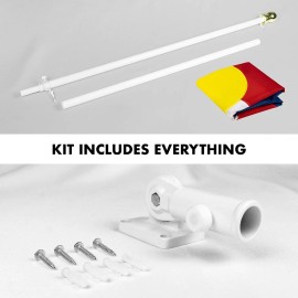 UD_G128 Combo Pack: 5 Ft Tangle Free Aluminum Spinning Flagpole (White) & Colorado CO State Flag 2x3 Ft, ToughWeave Series Embro
