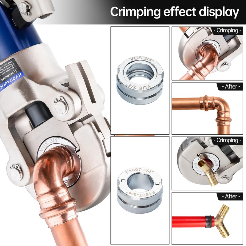 IBOSAD Hydraulic Copper Pipe Tube Fittings Crimping Tool with 1/2",3/4"