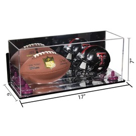 Better Display Cases Acrylic Mini - Miniature (not Full Size) Football and Helmet Display Case with Mirror Case, Purple Risers, Wall Mount and Mirror Base (B46/A019)