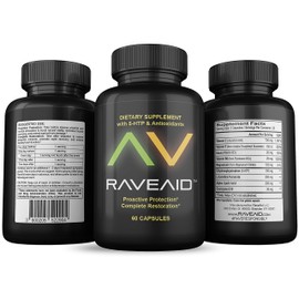 RaveAid Trusted Since 2011 - Prevent Comedowns, Reduce Jaw Clenching, Neurotoxicity Protection | Party & Rave Recovery Cure & Supplement (60 Capsules)