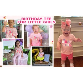 FIOMVA - Traje de cumpleaños para niña pequeña, dos, tres, cuatro, cinco, seis, cumpleaños, falda tutú, ropa de cumpleaños, Cumpleaños niña rosa, 3-4 Años
