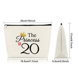 20th Birthday Gifts for Women Makeup Bag 20 Year Old Birthday Gifts for Girls Happy 20th Birthday Gift Cosmetic Bag Turning 20th Gift for Best Friend Sister Daughter Niece Her Cosmetic Travel Pouch